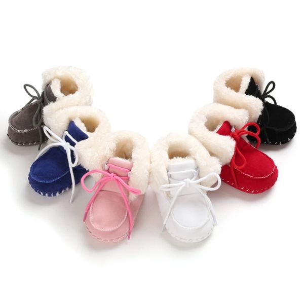 

winter baby boots infant girls boys warm ankle snow boots toddler fur plush insole shoes, Black;grey