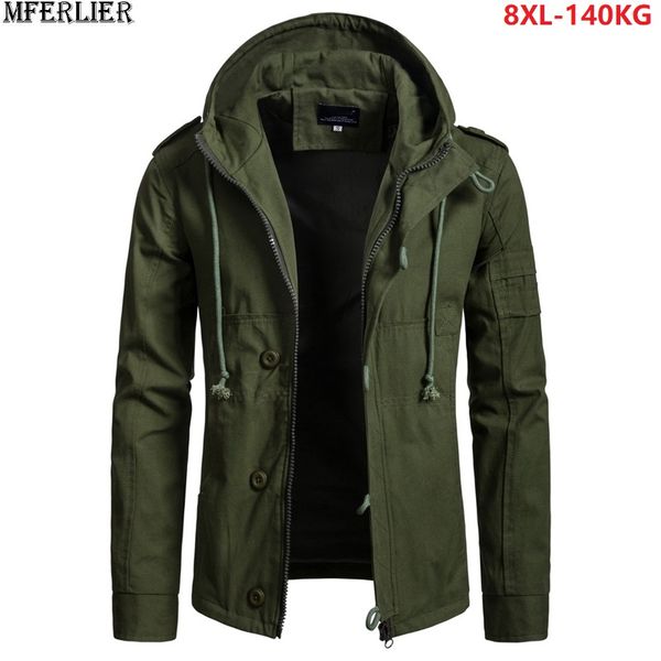 

new autumn men jackets hooded out door cotton jackets plus size big 6xl 7xl 8xl man zipper pockets armygreen coat 54 56, Black;brown