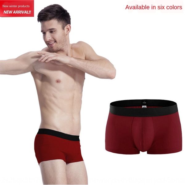 

men's pure boxer pants pure color cotton youth underwear middle waist cotton boxer pants wine red underwear, Black;white