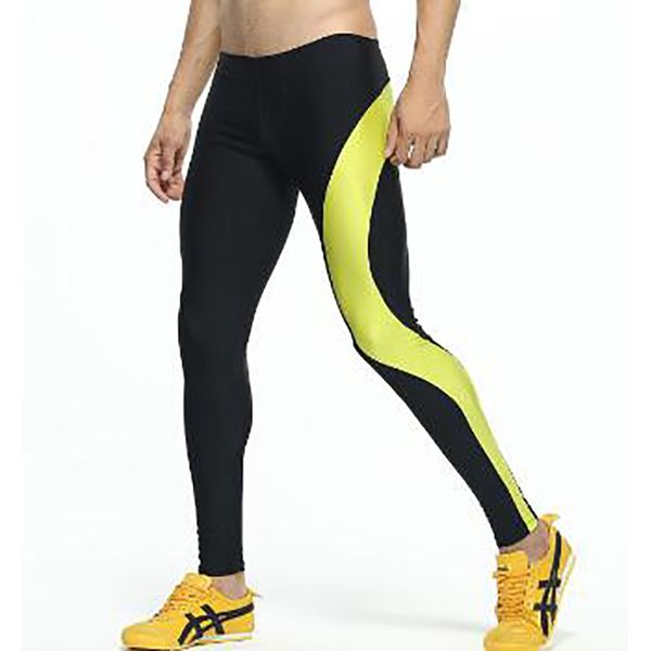 

men's lounge pants stretch workout nylon trousers compress fitness long johns shapewear home and out door pants, Black