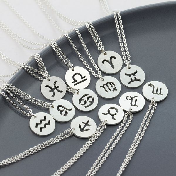 

capricorn aquarius pisces aries taures gemini cancer leo virgo libra scorpio sagittarius zodiac necklace friendship gifts bff, Silver