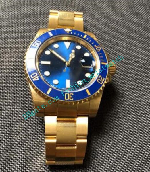 Preço de atacado relógio de luxo relógio de moda ouro amarelo mostrador azul moldura de cerâmica 116618 peito 40mm relógio masculino automático relógio de pulso masculino