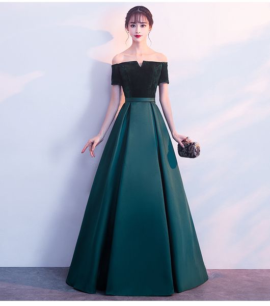 

one-shoulder shoulder evening dress female 2019 new long paragraph elegant dignified company annual meeting party meeting dress, White;black