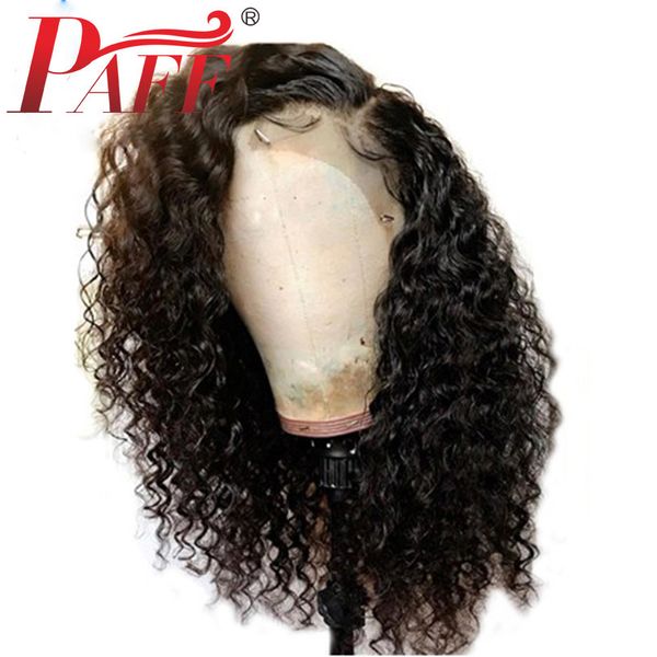 

paff curly human hair wigs with baby hair bleached knots brazilian 13*4 lace front wigs pre-plucked 150% density no remy, Black;brown