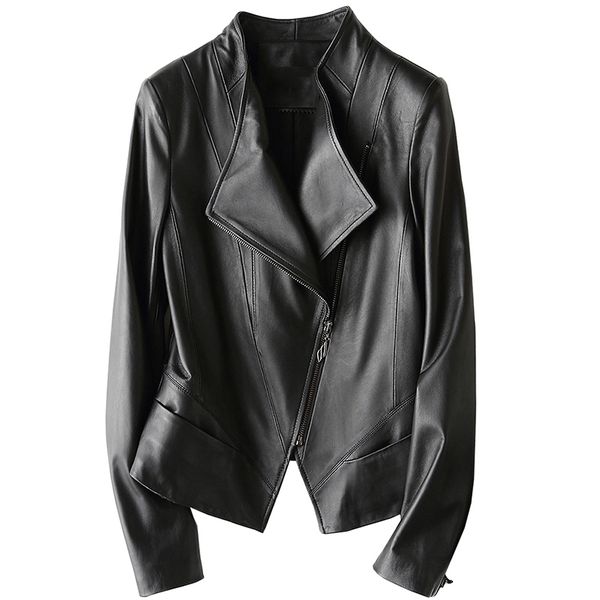 

100% natural sheepskin coats female genuine leather jackets women slim short jacket 2020 new spring autumn outwear clothes, Black