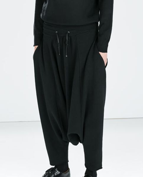 

27-44 2017 new men's clothing gd hair stylist fashion catwalk low crotch cross-pants harem pants plus size singer costumes, Black