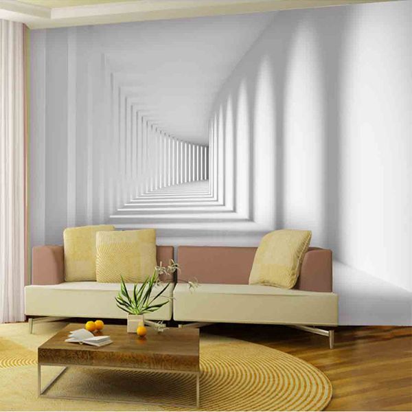 Personalizado abstrato artístico 3d foto papel de parede espaço corredor parede mural sala de estar sala de estar sofá pano de fundo de fibra de madeira rolo