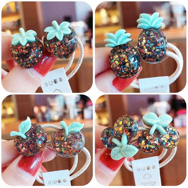 

2 pcs/set children cute shiny banana apple cherry strawberry pineapple hair clips girl fresh fruit hairpins kid hair accessories, Slivery;white