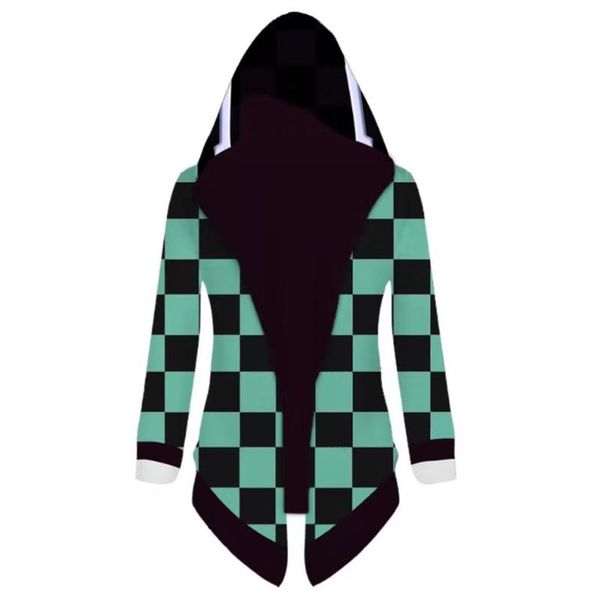 

demon slayer kimetsu no yaiba cosplay kamado tanjirou hooded jacket fleece lined coat outwear, Black