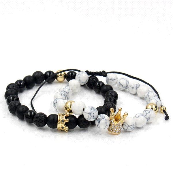 

CZ Корона подвески каменные бусины мужчины пара браслеты ювелирные изделия для же