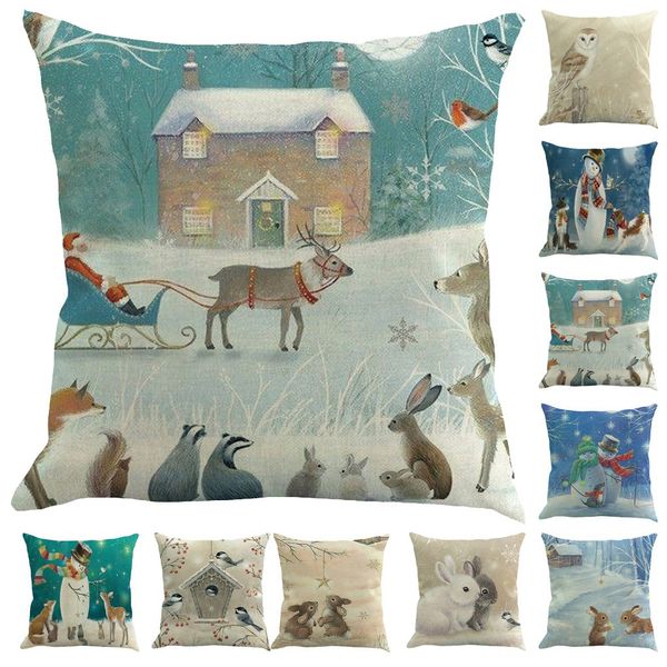 

christmas printing dyeing sofa bed home decor pillow cover cushion cover #11