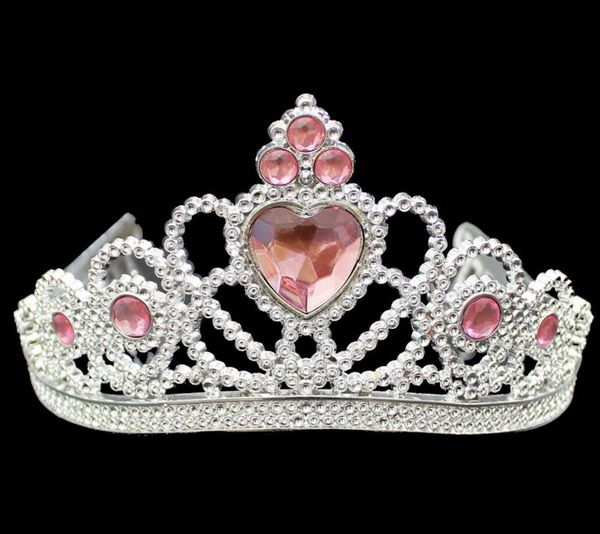 

christmas cosplay princess kids crown plastic tiara birthday party favor girl silver resin heart crystal headbands pageant prom