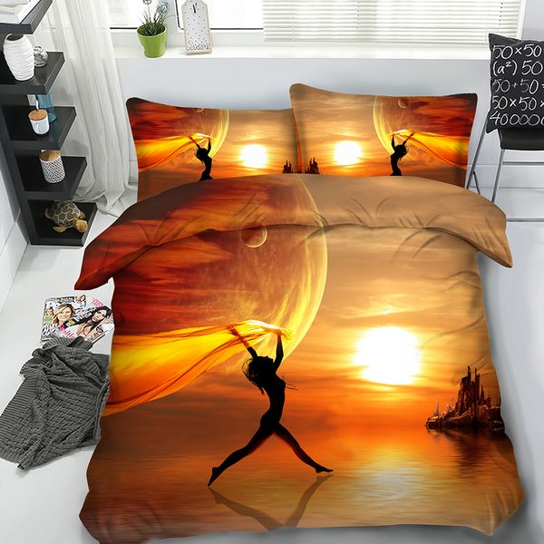 Sunset Duvet Cover 2 Pillow Sham Ocean Bedding Set Girl Coverlet