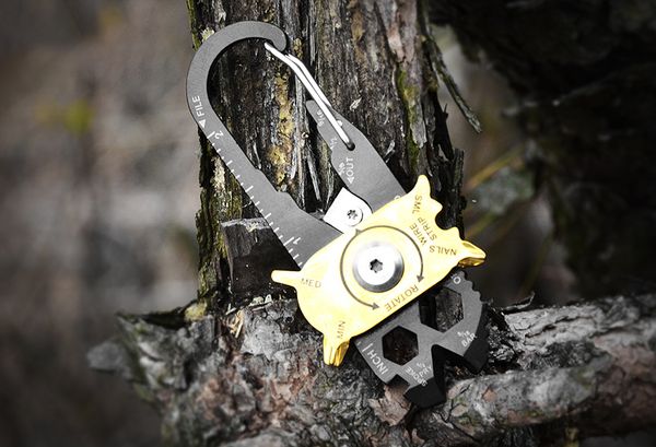 

20 in 1 multitool keychain stainless steel outdoor gadgets (bottle opener screwdriver cord cutter box opener ruler wrench) hike camp tool