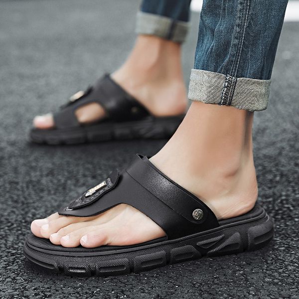 

mens gladiator sandals summer roman style men's sandals mens beach leather men's slippers, Black