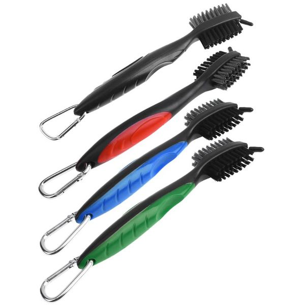

golf brush golf groove cleaner double sided brass wire scrub brush club cleaning bristle equipment (with hook