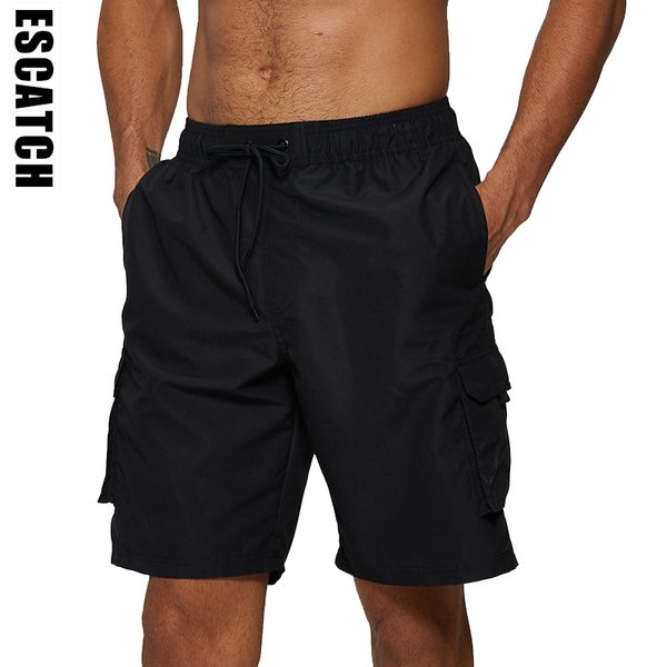 

men's swimwear escatch men swimsuit solid beach shorts 2021 hombre swimming trunks with pocket es60u bermuda bain