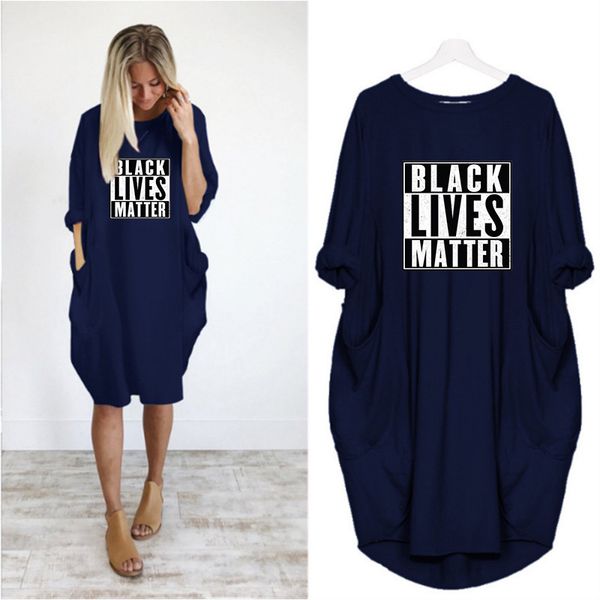 

Womens Fashion Dresses Trendy Letter Printing Crew Neck Casual Party Dress Fashion Long Sleeves Casual 6 Colors Women Summer Clothes New