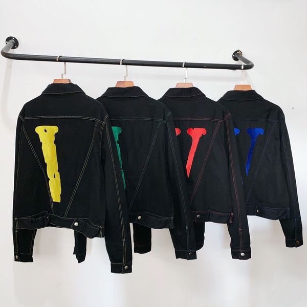 

mens designer jacket new selling big v luxury casual wild denim jacket custom fashion hip hop streetwear old washed trend, Black;brown