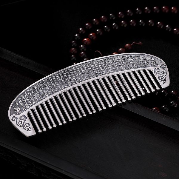 2019 Handmade 999 Silver Comb Engraved Chinese Words Lucky