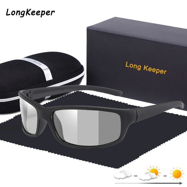 

men polarized pchromic sunglasses driving fishing chameleon glasses square transition lenses colors driving eyeglasses case, White;black