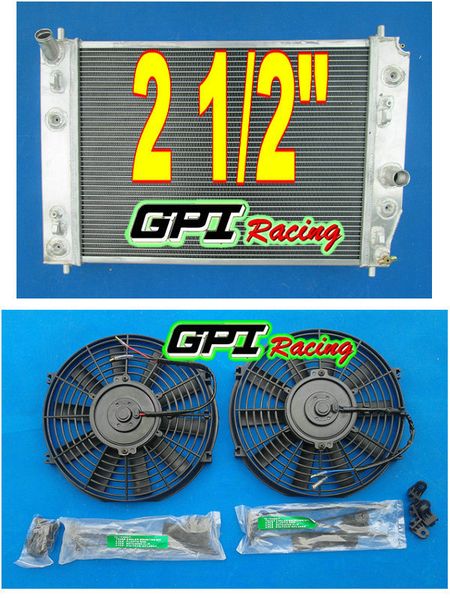 

gpi 2 1/2" aluminum radiator &fan for for corvette c6 double oil cooler