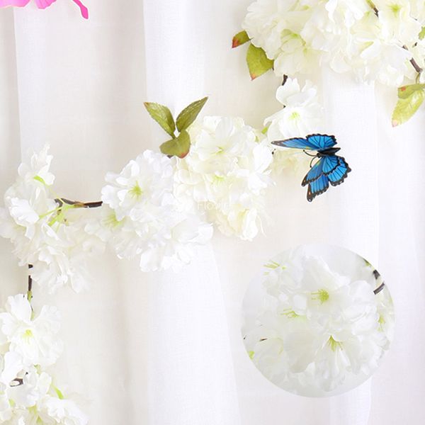 

4pcs artificial cherry blossom vines garland wreath hanging plant flower decors