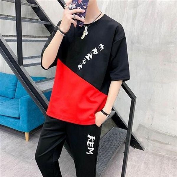 

новые мужские наборы спортивный костюм мужчины ropa hombre две части костюмы топ футболка брюки хип-хоп спортивные мужские костюмы лето тонк, Gray