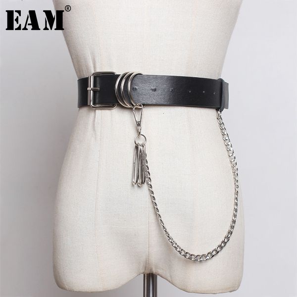 

eam] pu leather black long chain split joint belt personality women new fashion tide all-match spring autumn 2020 1h234, Black;brown