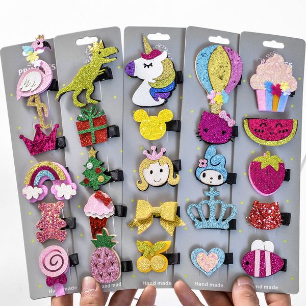 Glitter Cartoon Unicorn Flamingo Sequins Hair Clips Girls Animal