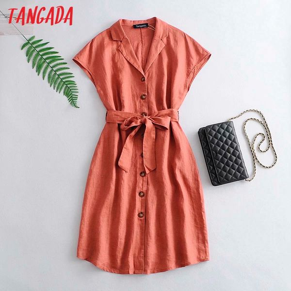 

tangada fashion women solid cotton linen summer dress with slash short sleeve ladies work midi dress vestidos 3a29, Black;gray