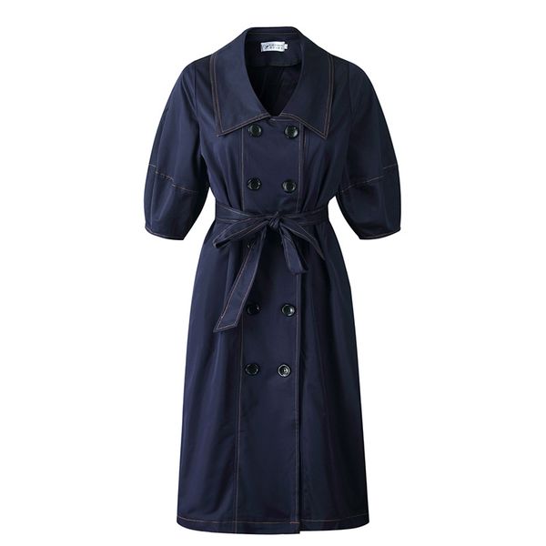 

new designer women trench coat long sleeve double breasted trench with belt women fashion slim long coats streetwear, Tan;black