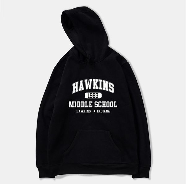 

stranger things fashion hoodie men oversized casual homme plus size tracksuit winter hoodies men sweatshirts hooded pullover, Black