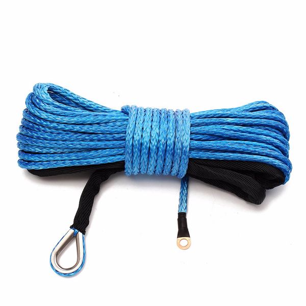 

6mm x15m nylon synthetic winch line cable rope with sheath blue for atv utv td326