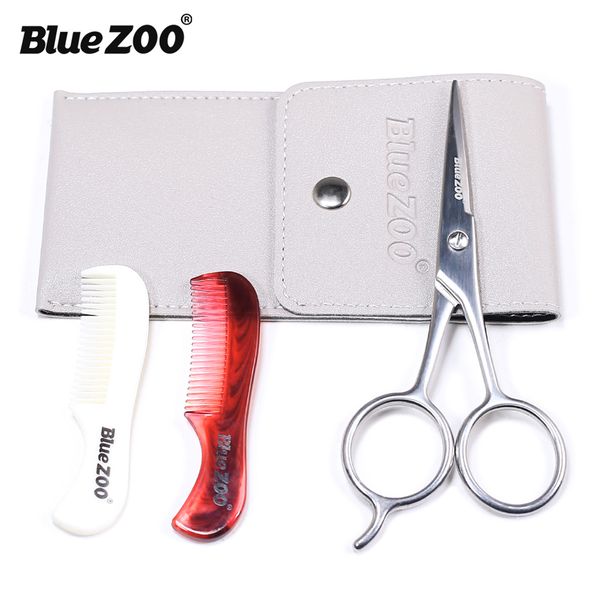 

beard stainless steel thumb scissors clippers leather bag brush set beauty shaping tools