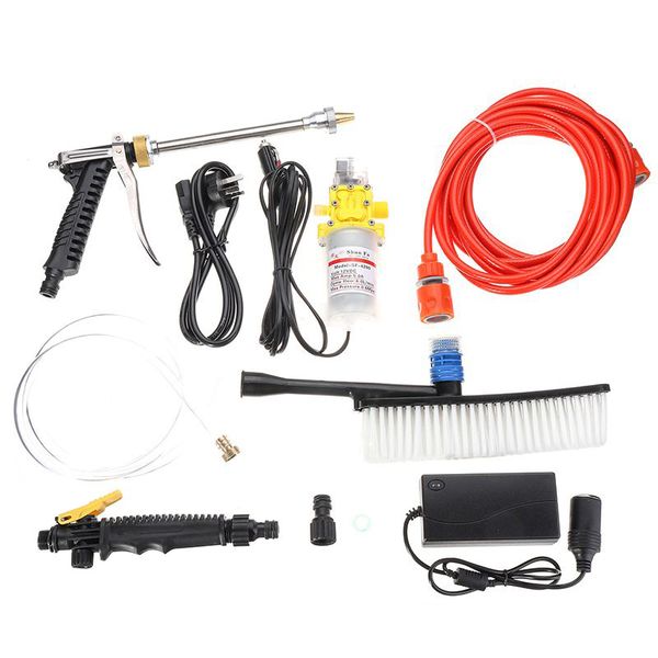 

80w 12v dc portable car washer high pressure auto washing machine electric clean-guns device vehicle care tools kit hairbrush