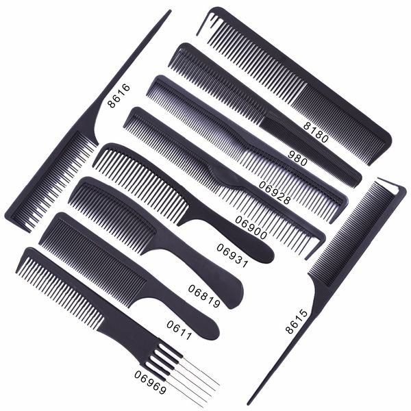 

черные профессиональные гребни парикмахерские новый хвост гребень два углерода антистатический гребень стрижка волос гребень набор, Silver