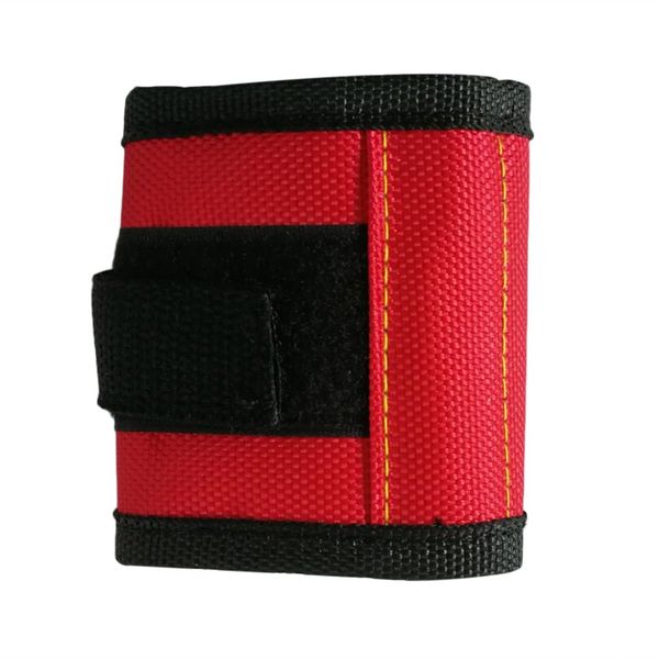 

magnetic wristband embedded with two strong magnets & adjustable nylon sticker strap for holding screws nail drilling bits, Black;red