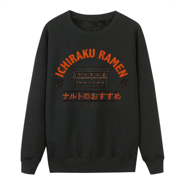 

naruto ichiraku ramen japan anime sweatshirt women 2019 new fashion hooded tracksuit spring winter new warm fleece loose hoodies, Black