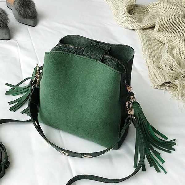

scrub crossbody bags for women handbags vintage feminina shoulder bucket bag tassel ladies sac main