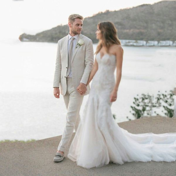 

grey linen groom tuxedo one button men suits for beach wedding man blazer two piece summer costume homme terno masculino trajes de hombre, Black;gray