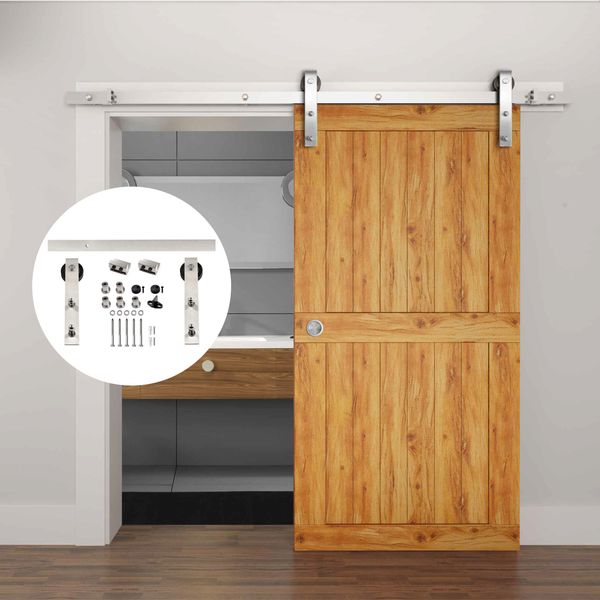 

4.9ft/6ft/6.6ft heavy duty stainless steel mordern wood sliding barn door hardware