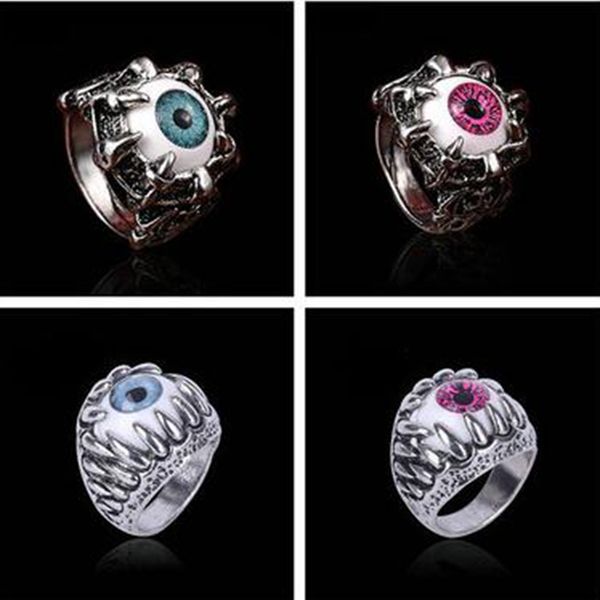 

European and American vintage jewelry Skull Ring Alloy Devil's Eye Ring fit Men and women Jewelry 10Pcs/ lot
