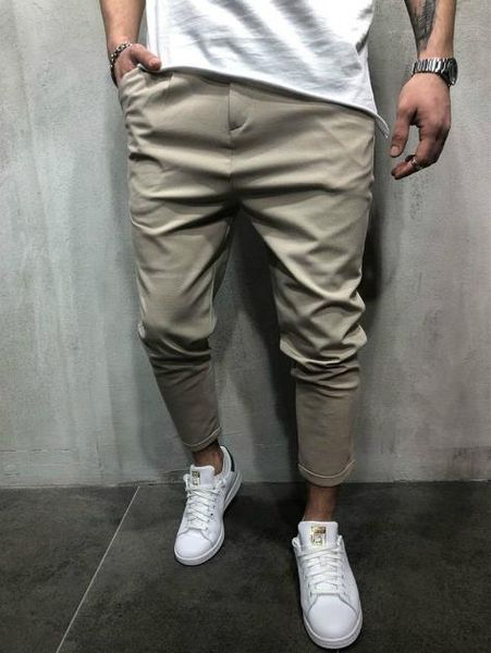 

mens plain slacks designer versatile pants fashion casual mens black mid waist pants male deisgner pants