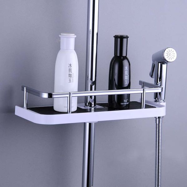 

practical bathroom pole shower storage rack holder organizer tray holder washing shower shampoo basket bathroom storage