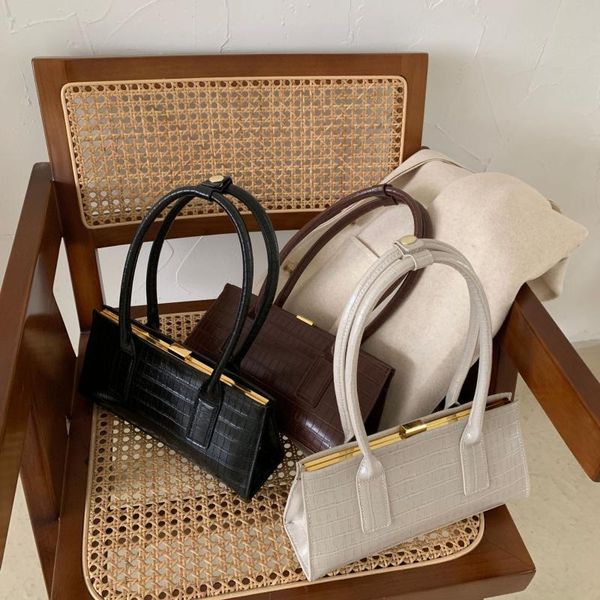 

fashion crocodile pattern small square tote bag vintage famous shoulder messenger bag retro clip new handbag