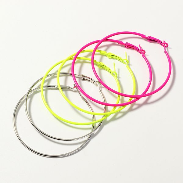 

europe and america new style ear rings fashion simple metal earrings elegant multi-color circular ring set ear stud women's, Silver