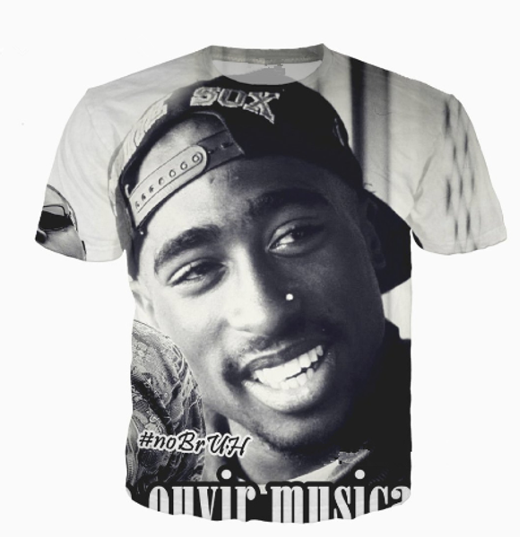 

popular singer rapper tupac 2pac t shirt men women funny 3d print summer short sleeve o neck crewneck casual a197, White;black