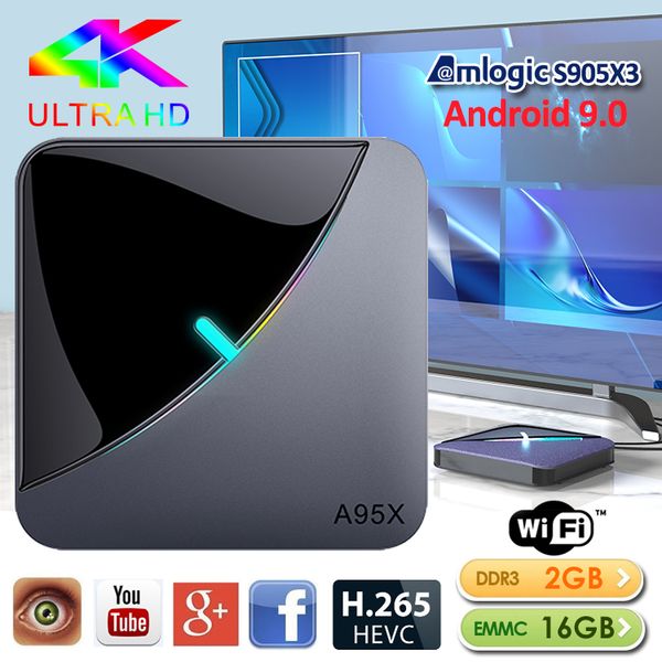 

a95xf3 s905x3 android 9.0 tv box 2gb + 16gb 2.4g wifi bluetooth лучше, чем x96 mini tx3 mini