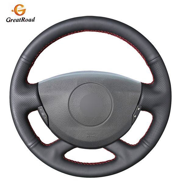 

hand-stitched black pu artificial leather car steering wheel cover for laguna 2004-2007 vel satis 2001-2005